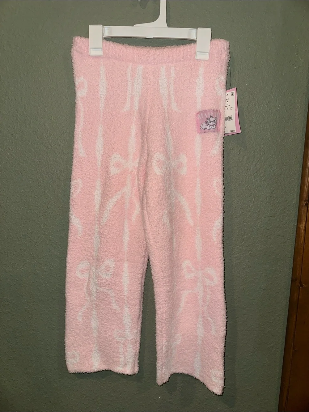 MAD Engine Pink Plush Bow-Print Pajama Pants